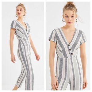 UO linen striped jumpsuit